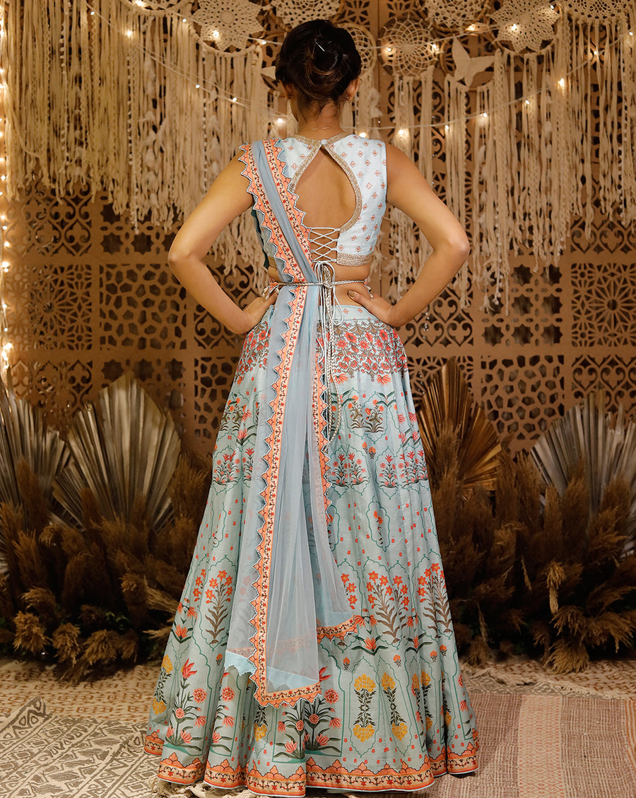 The Light Blue Digital Lehenga