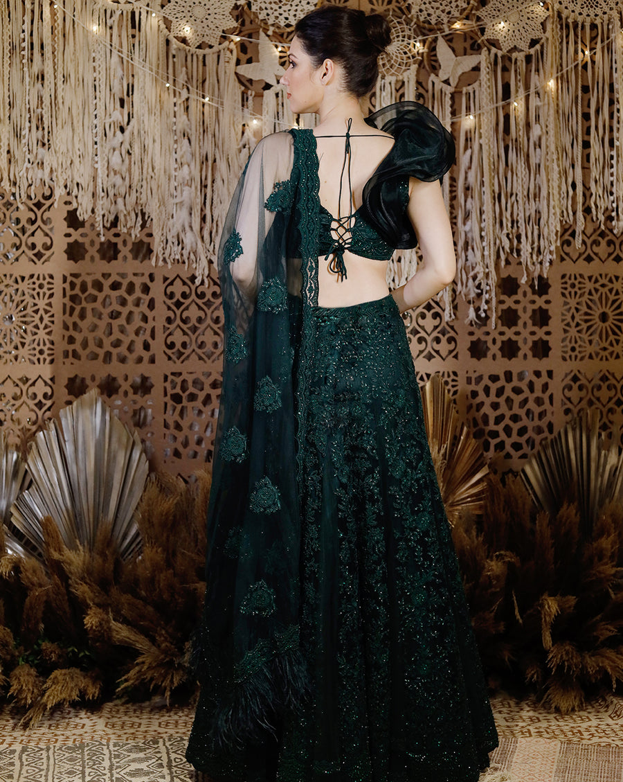 The embroidered green lehenga