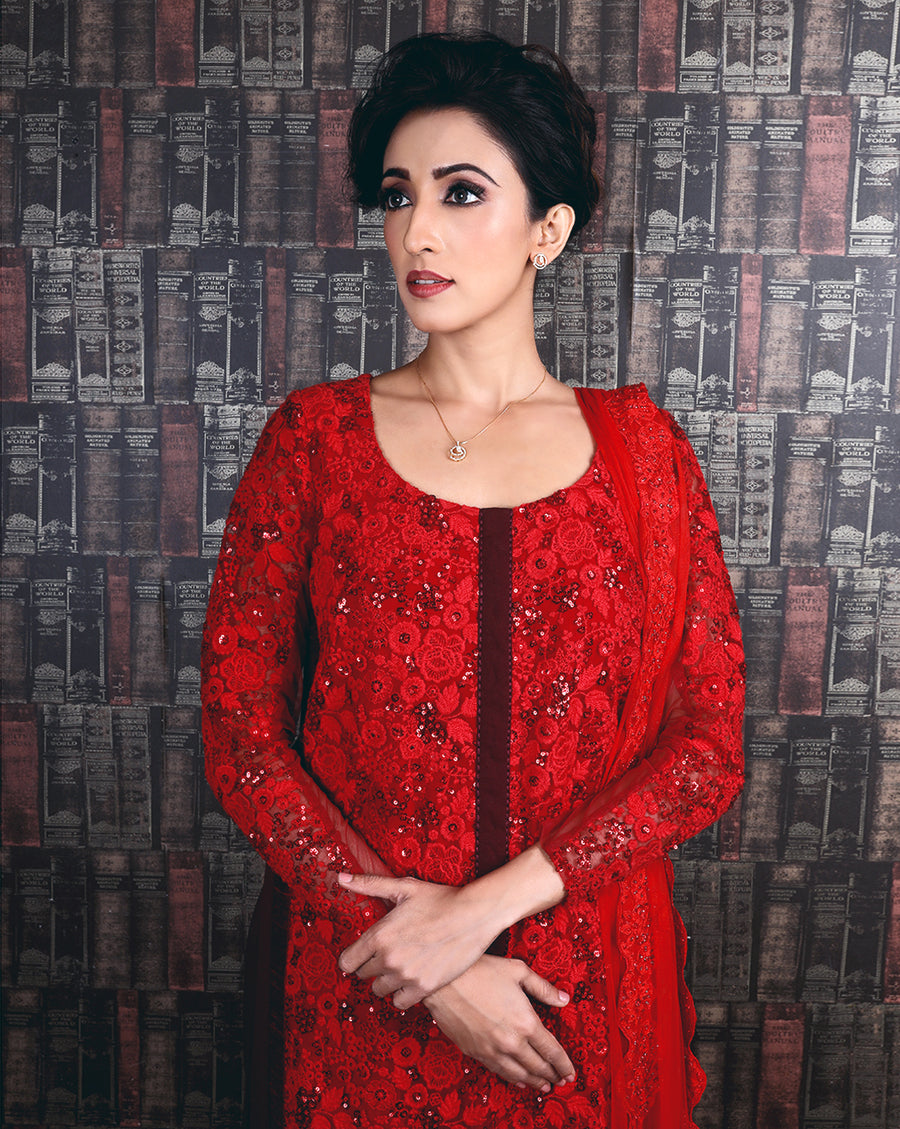 The Red Floral Suit