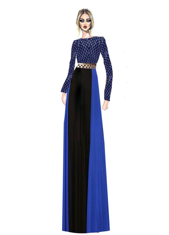 Blue anarkali with pants