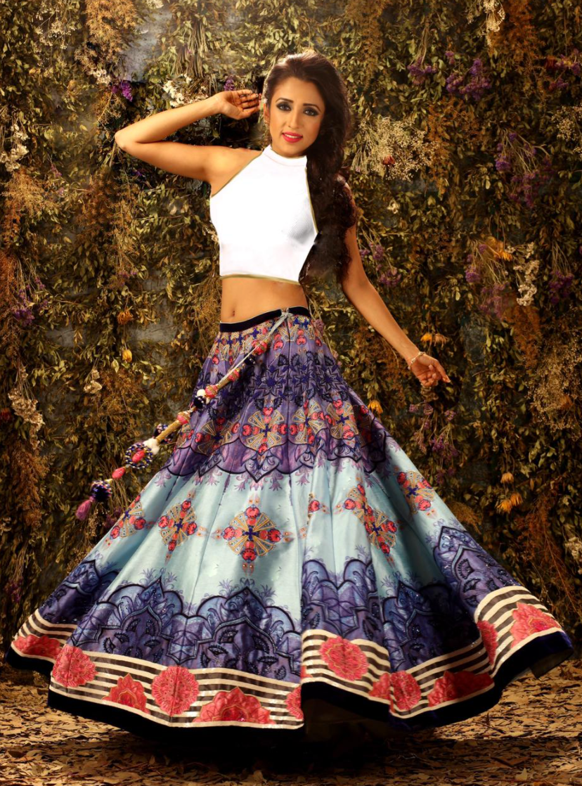 Blue Digital Lehenga