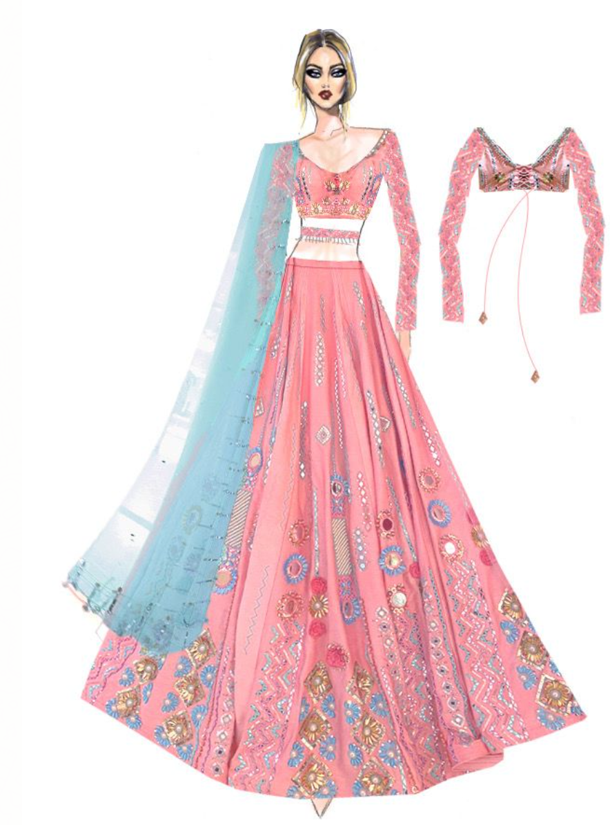 Pink Embroidery Lehenga