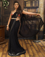 Load image into Gallery viewer, Banjara Blouse and Black Sari - Archana Kochhar India
