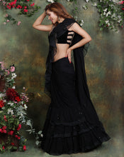 Load image into Gallery viewer, The Black Ruffle Sari
