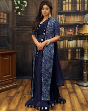 Load image into Gallery viewer, Navy Blue Jacket Sari
