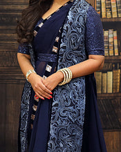 Load image into Gallery viewer, Navy Blue Jacket Sari
