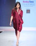 Maroon Cowl Dress - Archana Kochhar India