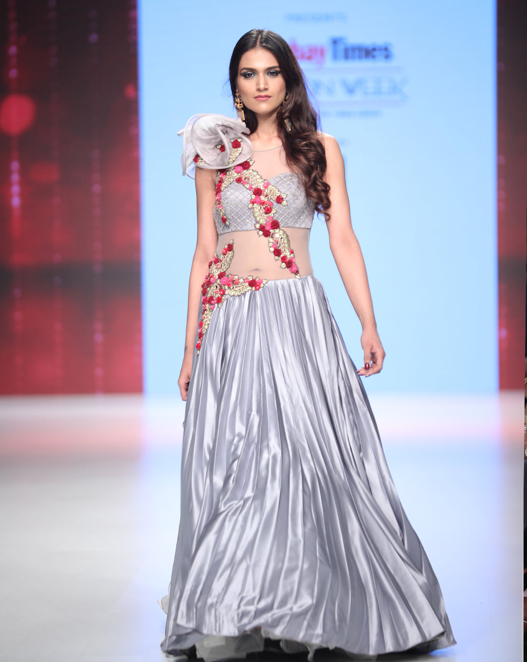 Grey Pleated Gown - Archana Kochhar India