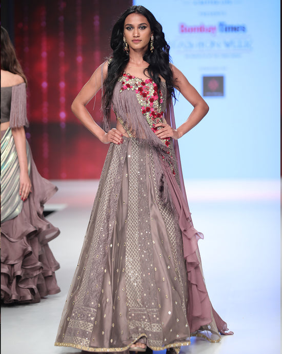 Grey Tassel Anarkali - Archana Kochhar India