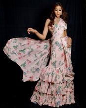 Load image into Gallery viewer, The Pink Paradise Ruffle Sari
