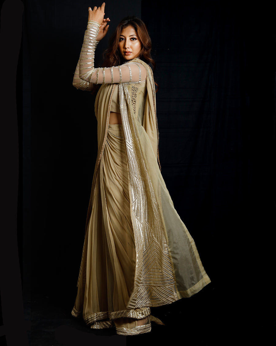 The Gold Jacket Sari