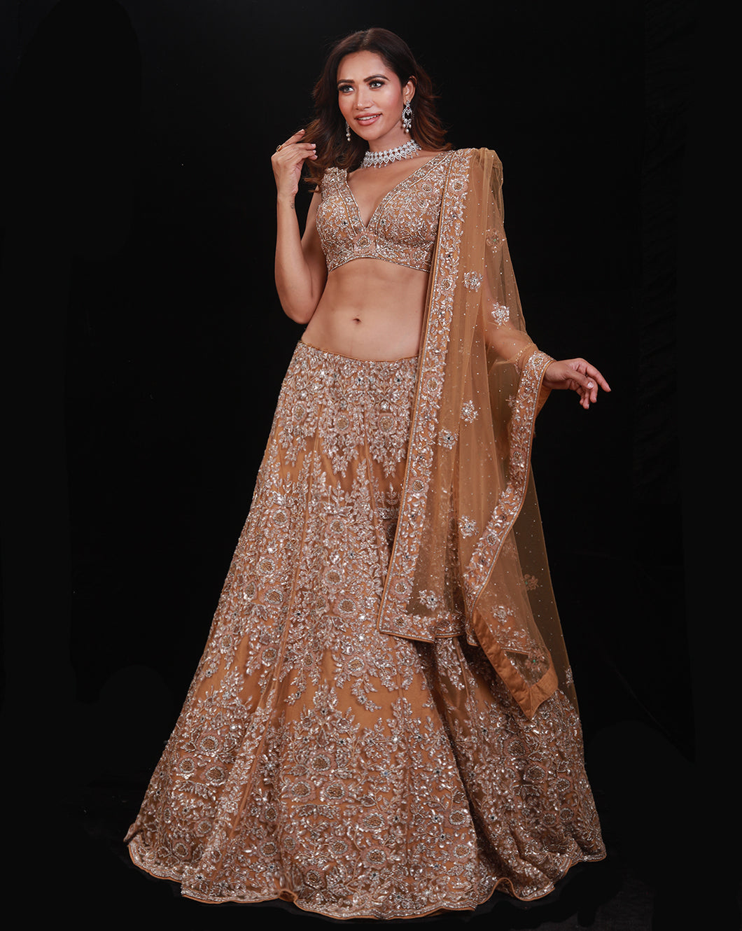 The Gold Floral Lehenga