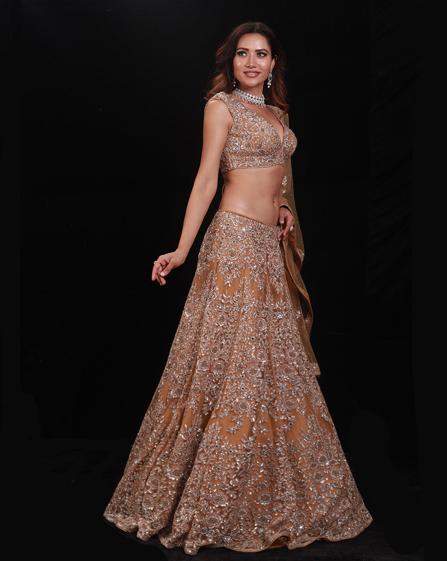 The Gold Floral Lehenga