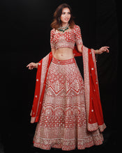 Load image into Gallery viewer, The Gota Red Lehenga
