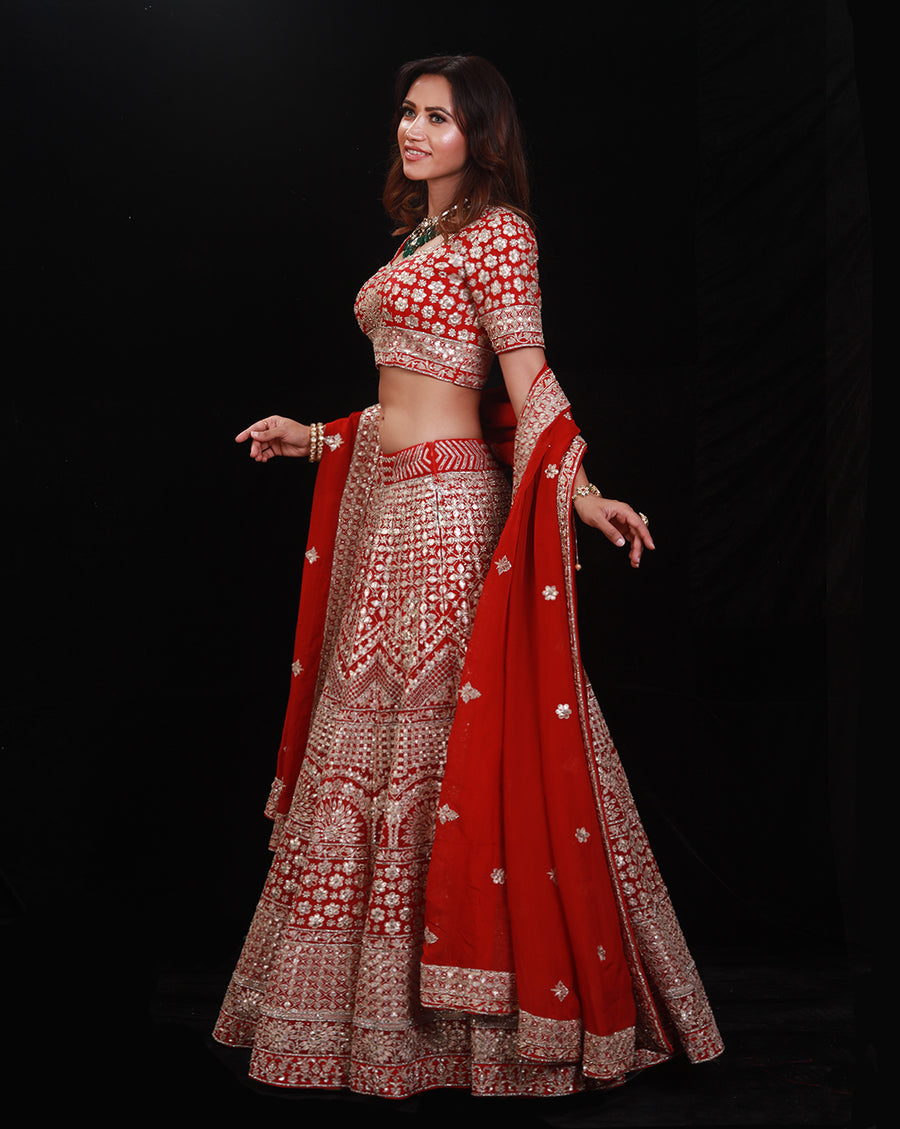 The Gota Red Lehenga