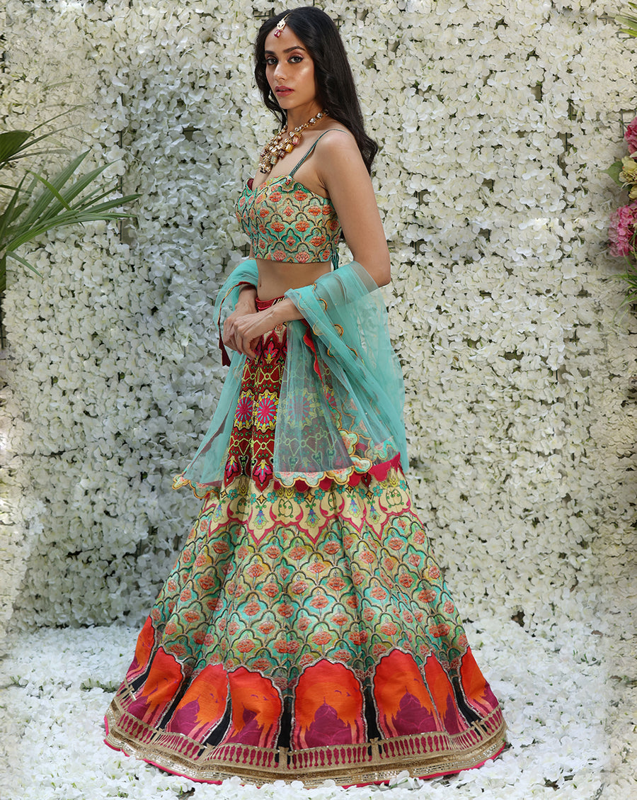 The Sunset Taj Lehenga