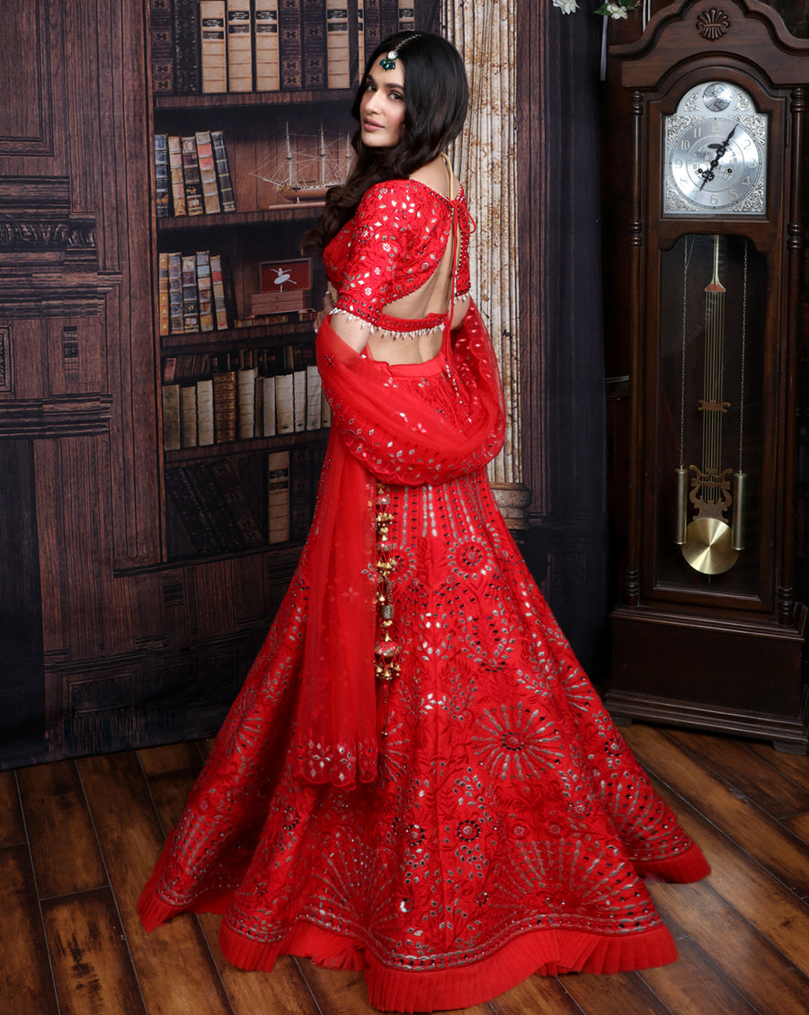 The Red Mirror Lehenga