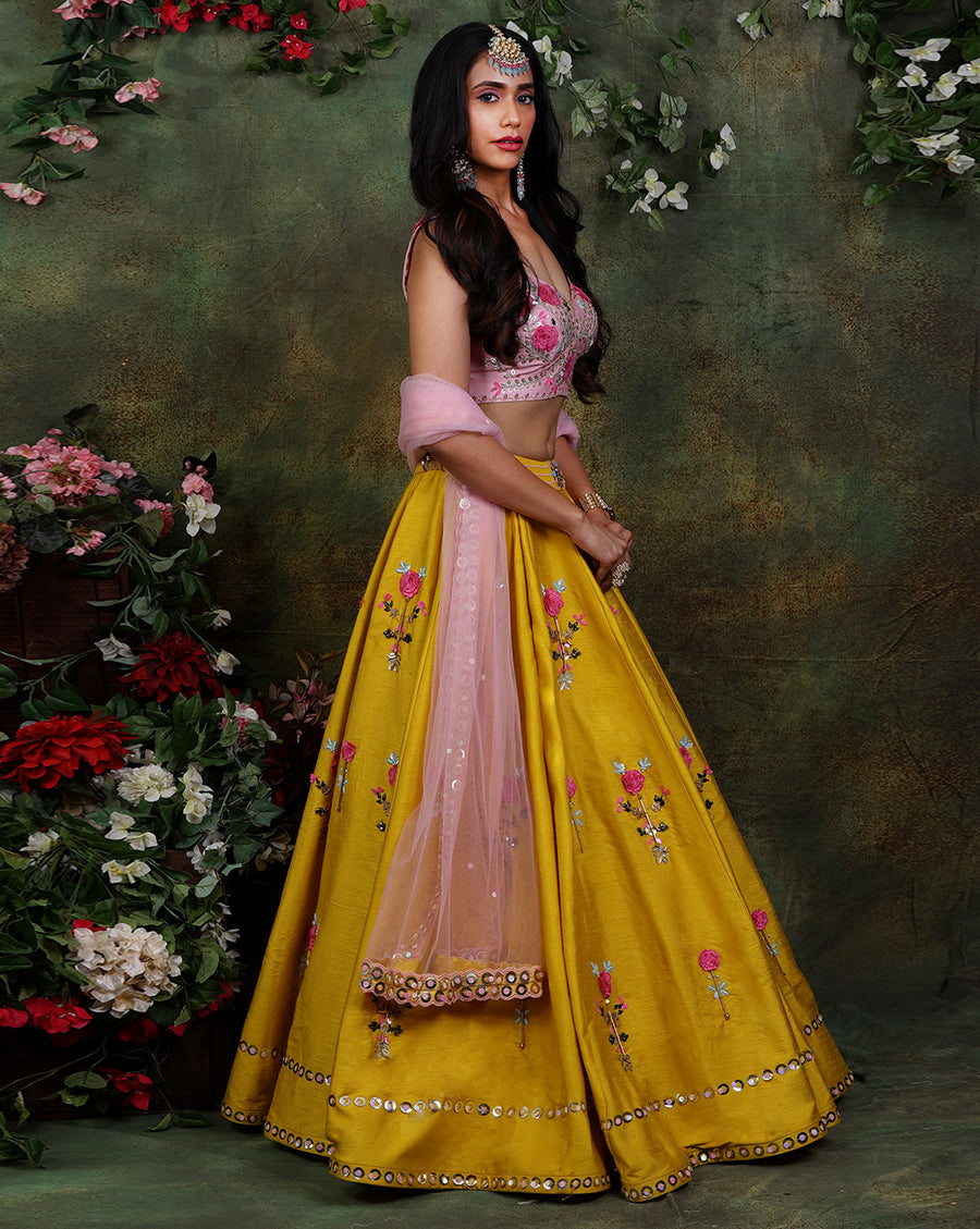The Floral Mustard Lehenga
