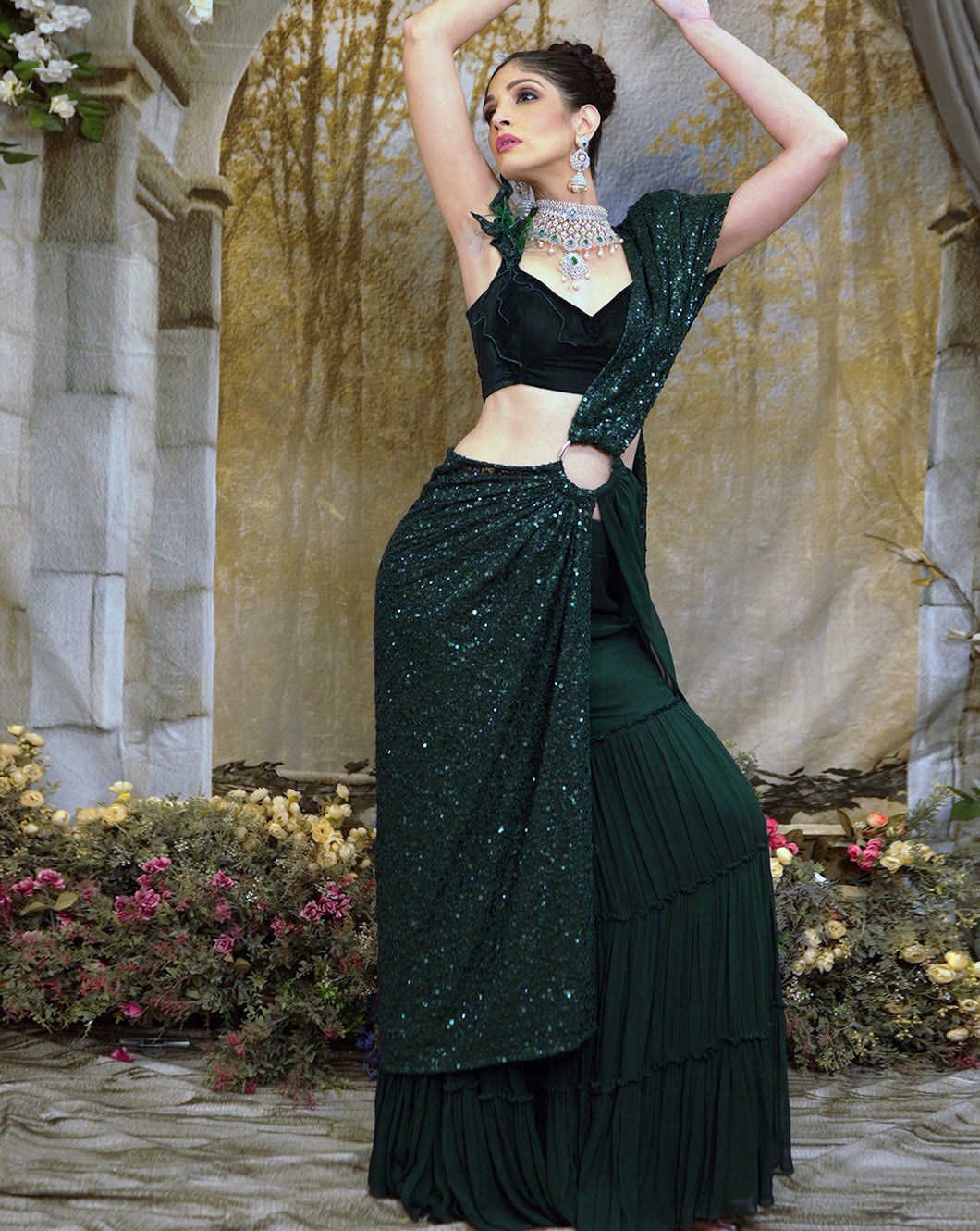 The Shimmering sharara sari