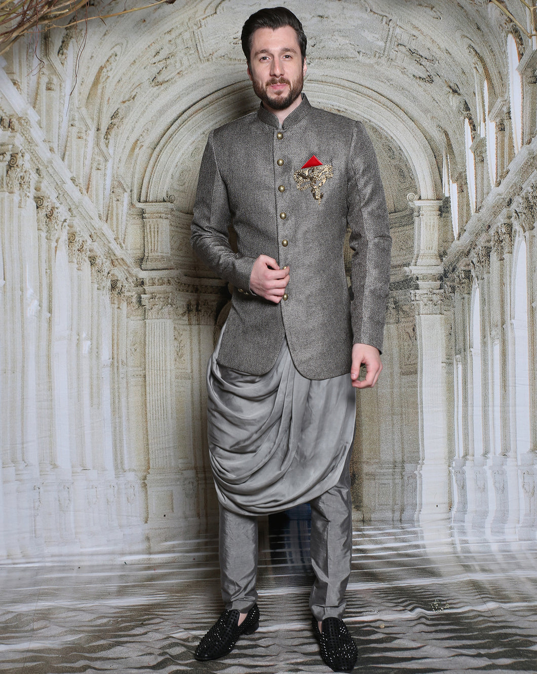 Grey Cawl Kurta Jacket