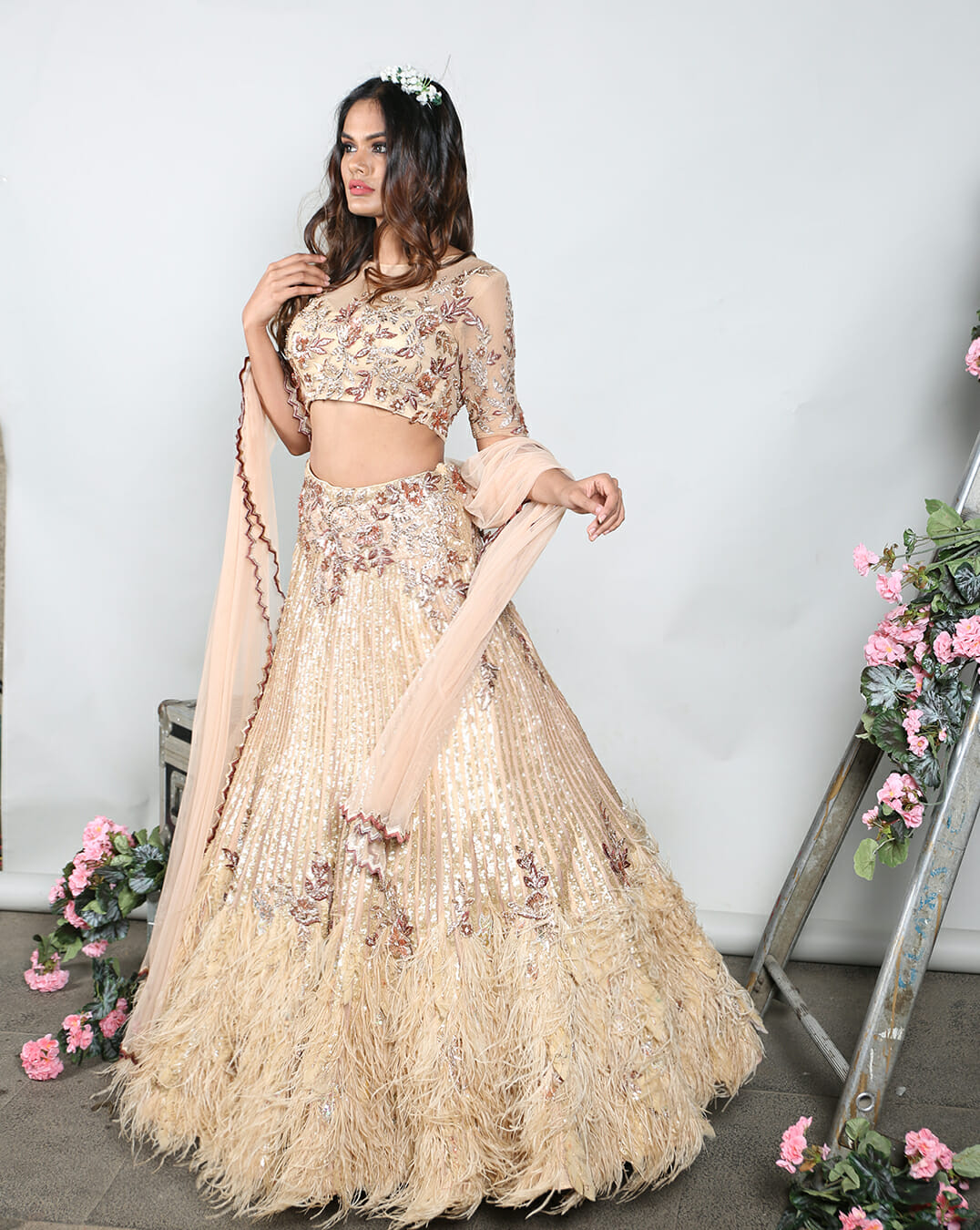 Ethereal Beauty in all white... @payalia in @falgunishanepeacockindia Ivory  Lehenga with Silver Foil Work a… | Sangeet outfit, Indian outfits, Indian  bridal outfits