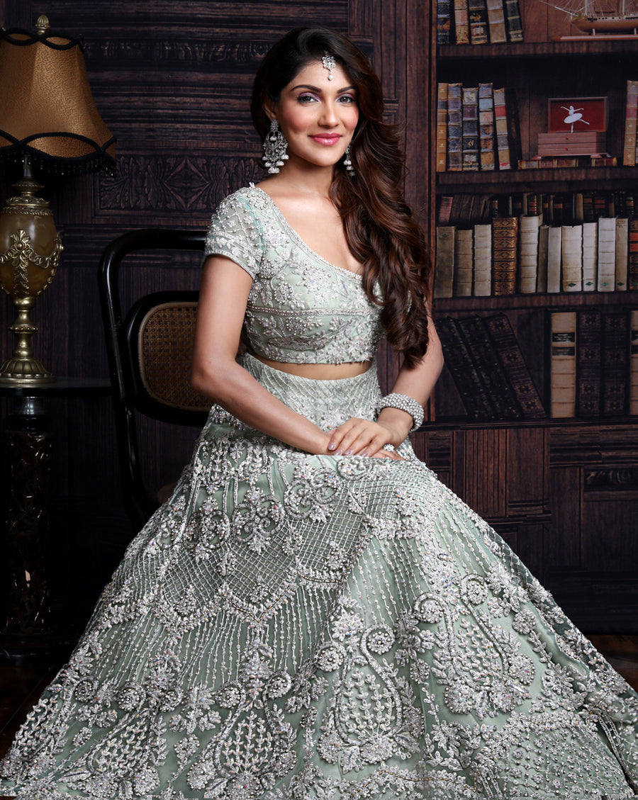 The Pista Green Lehenga - Archana Kochhar India