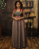 Grey Anarkali Plazzo Set