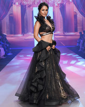 Load image into Gallery viewer, The Black and Gold Lehenga
