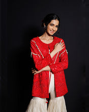 Load image into Gallery viewer, The Shimmering Rouge Sharara Jacket
