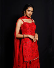 Load image into Gallery viewer, The Shimmer Rouge Kurti Set
