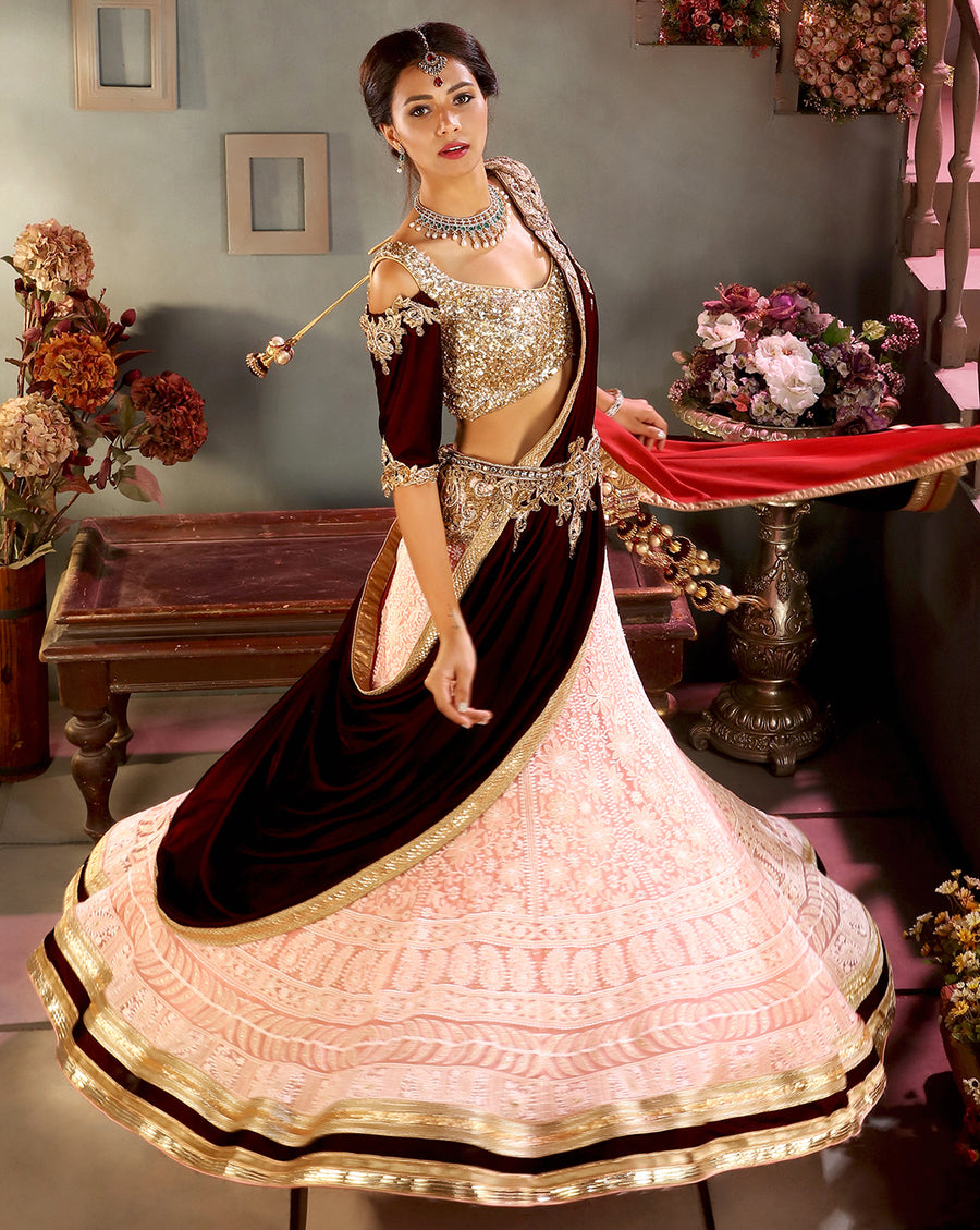The Pink Lucknowi Drape Lehenga