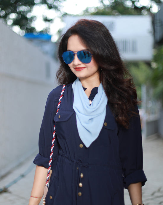 The Mint Blue Scarf-Mask - Archana Kochhar India