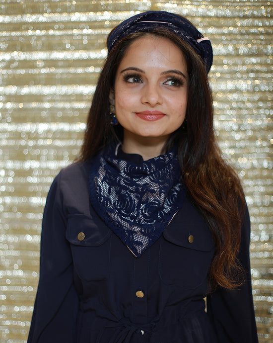 The Sapphire Lace Scarf-Mask - Archana Kochhar India