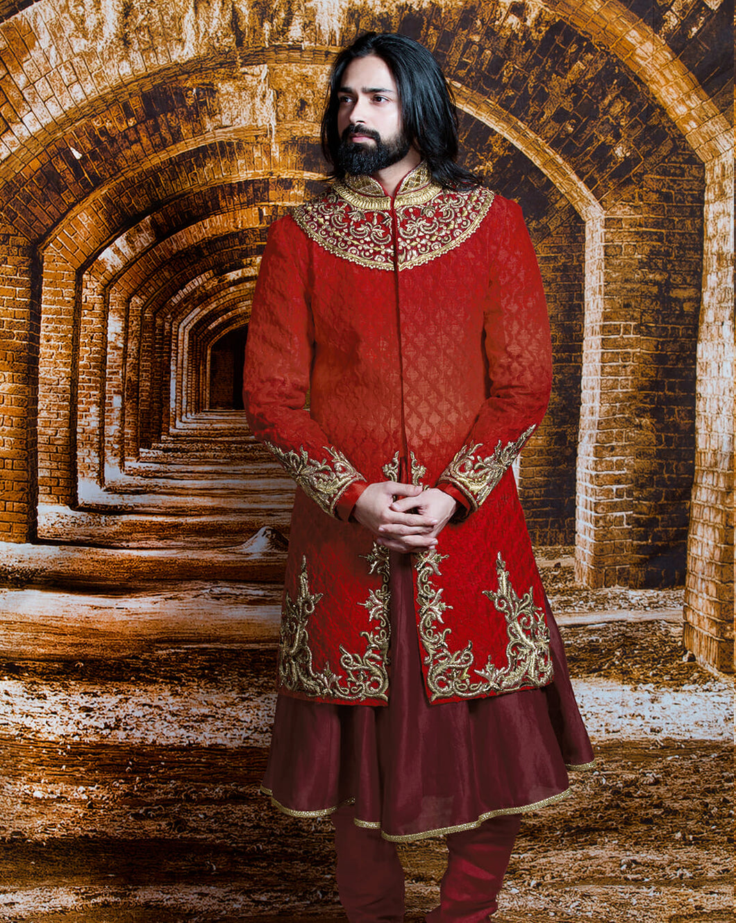 The Red Maharaja Sherwani - Archana Kochhar India