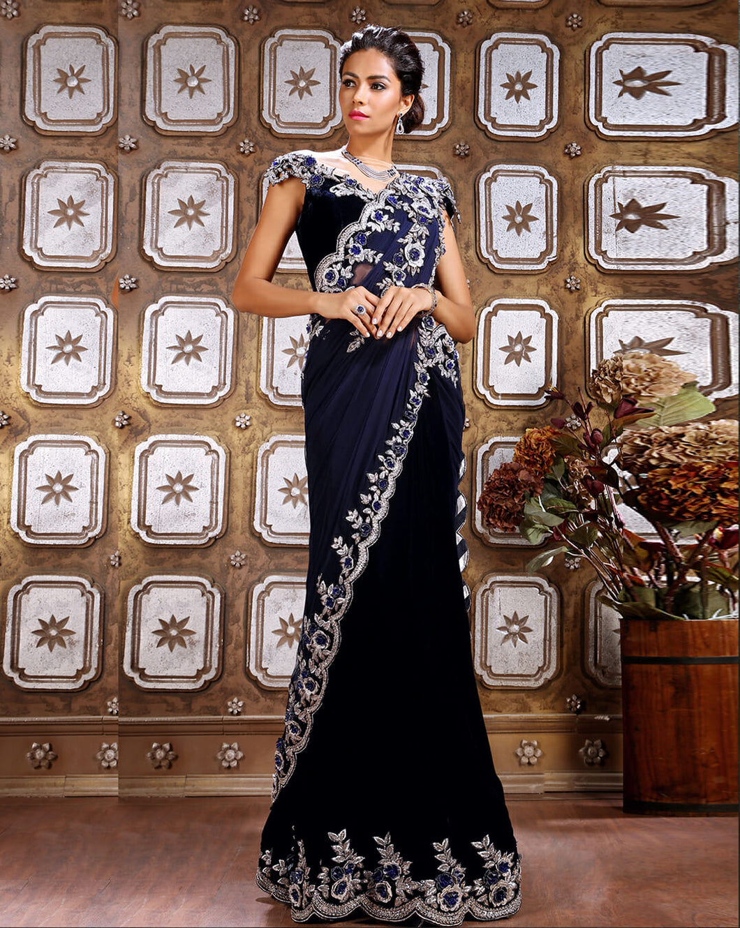 Midnight Blue Sari - Archana Kochhar India