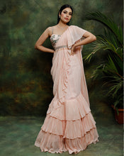 Load image into Gallery viewer, The Pink Ruffle Sari
