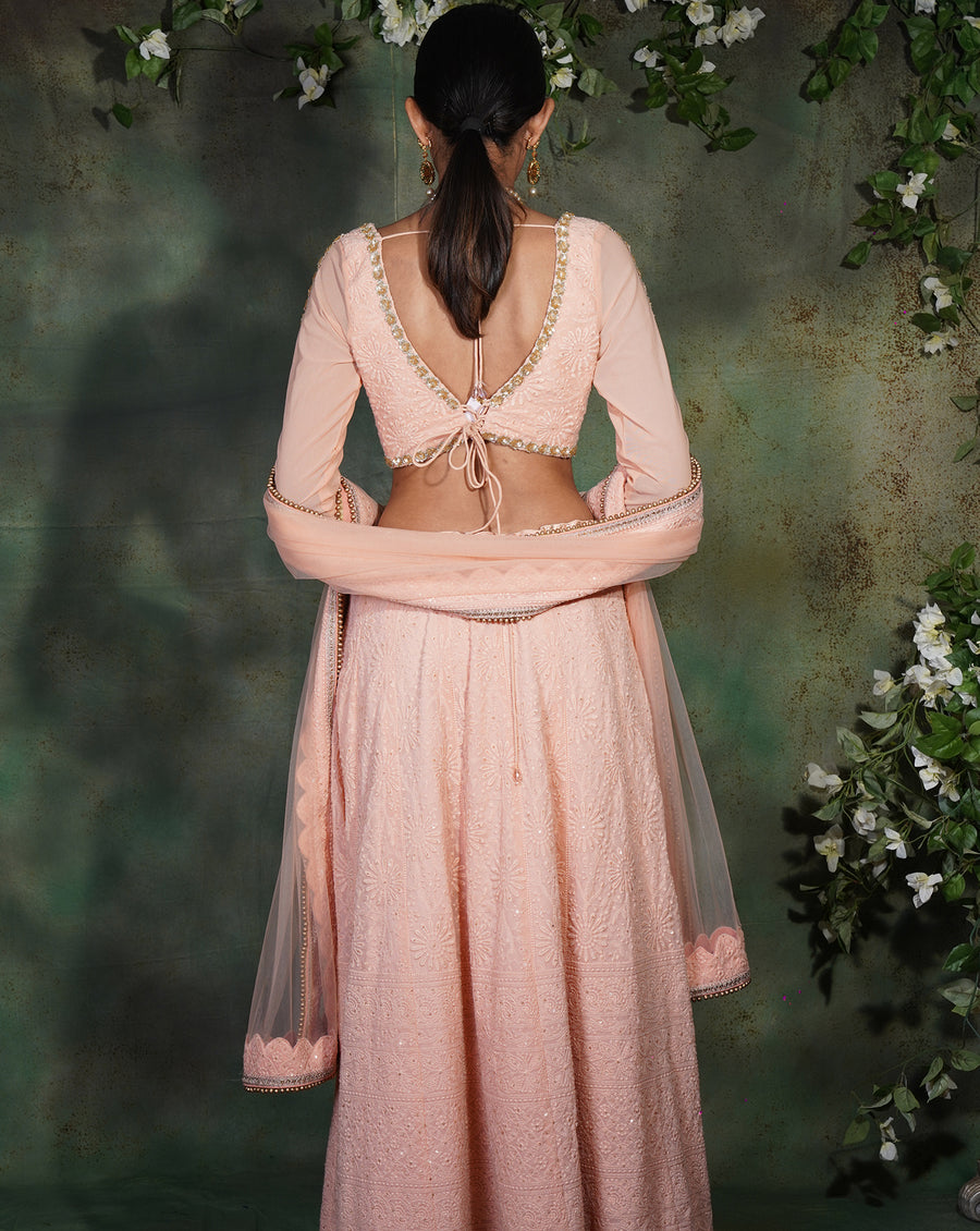 The Peach Lucknowi Lehenga