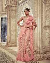 Load image into Gallery viewer, Powder Pink Ruffle Sari - Archana Kochhar India

