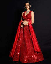 Load image into Gallery viewer, The Shimmer Rouge Sequence Lehenga
