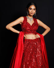 Load image into Gallery viewer, The Shimmer Rouge Sequence Lehenga
