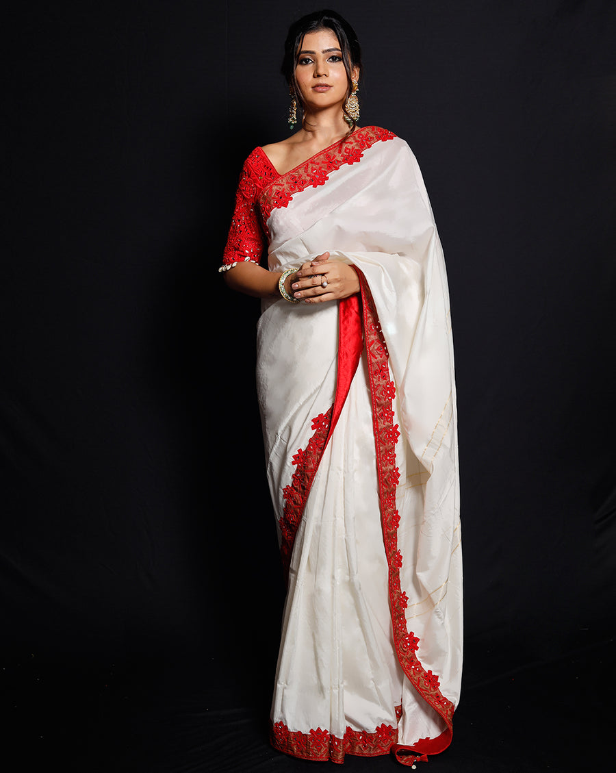 The Shimmering Rouge Sari