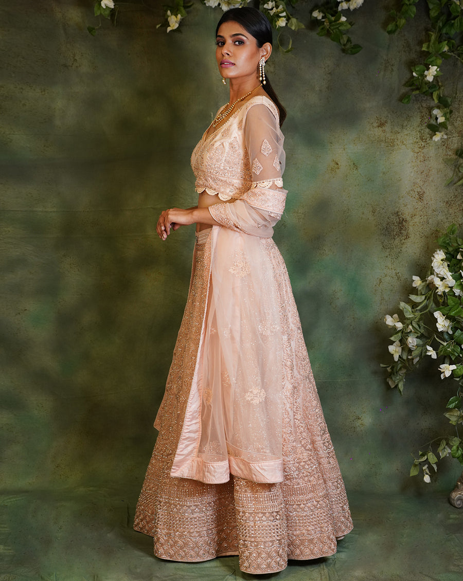 The Peach Kundan Lehenga