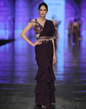 Load image into Gallery viewer, The Purple Digital Ruffle Sari
