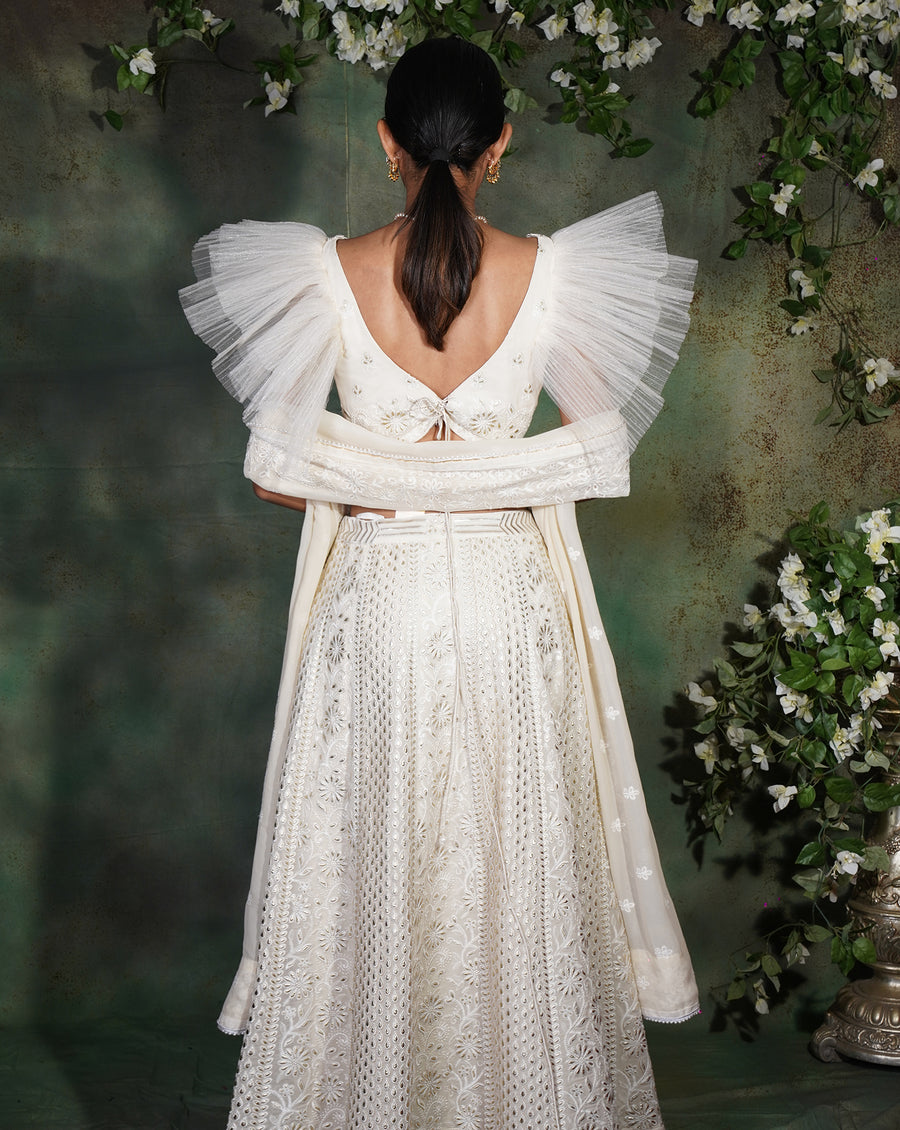 The Ivory Lucknowi Lehenga