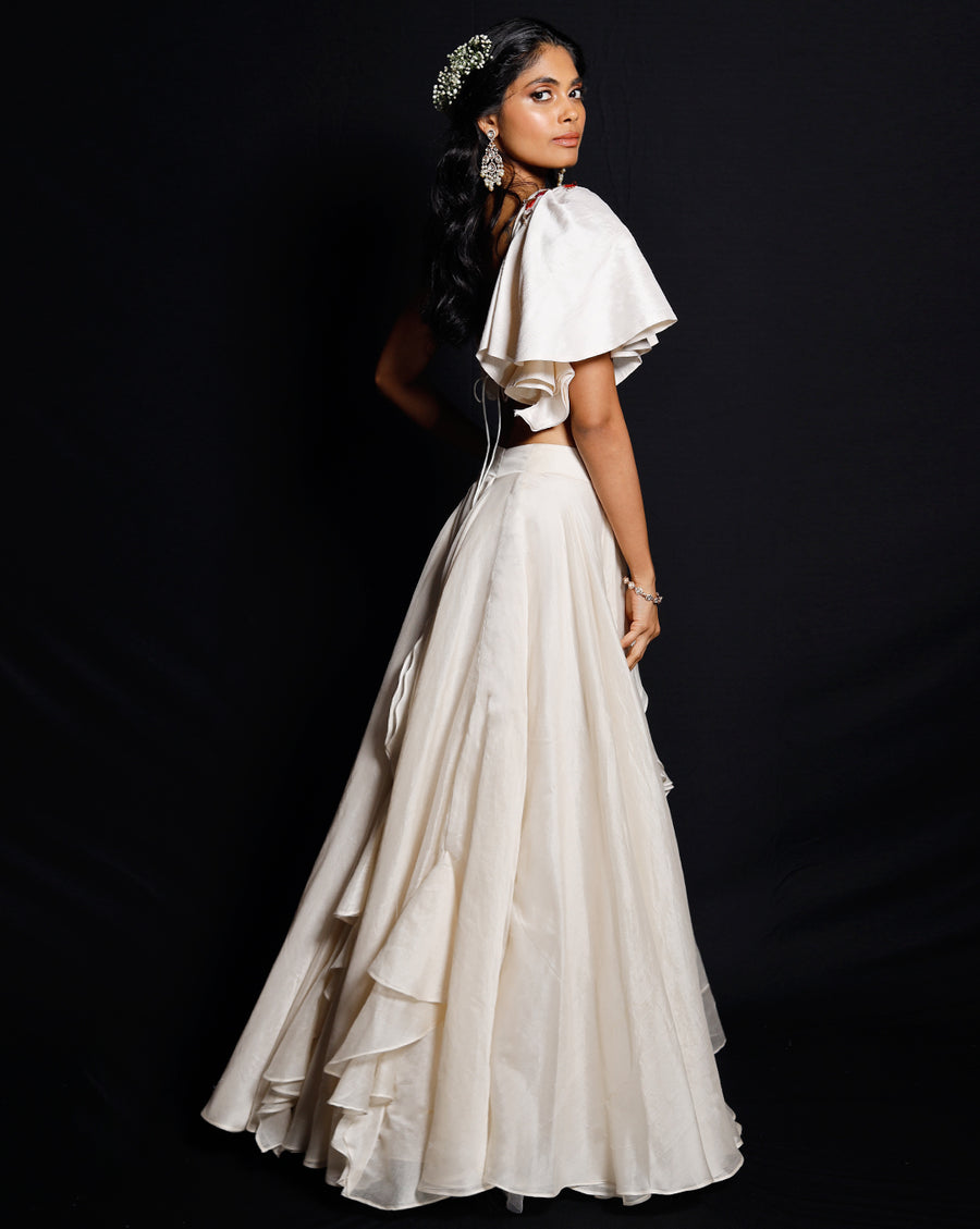 The Garden of Silk Ruffle Lehenga
