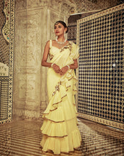 Load image into Gallery viewer, Yellow Ruffle Sari - Archana Kochhar India
